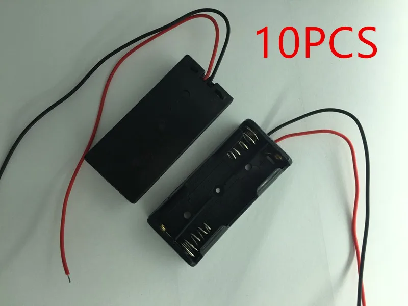 Teyeleec 10 шт./лот, новый батарейный отсек, коробка для хранения AAA, черная Подставка для зарядки 2 батарей AAA с проводом/кабелем, Прямая поставка