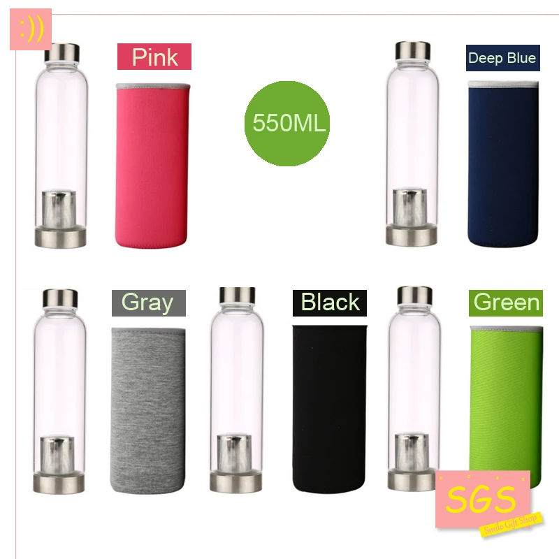 Стеклянная Спортивная бутылка для воды с чайным наполнителем современный дизайн