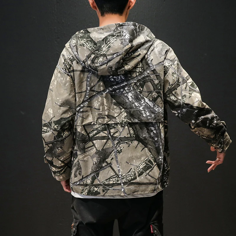 Осенняя Новинка мужская куртка размера плюс свободная камуфляжная повседневная
