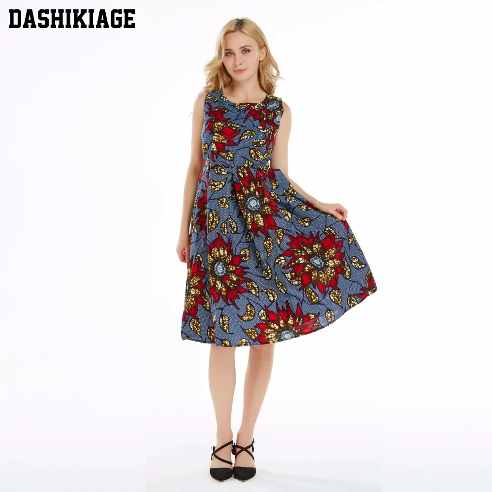 100% хлопок воск женские африканские платья халат длинный свободный принт Ретро