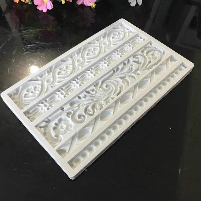 Diy барокко прокрутка рельефный торт границы силиконовая форма рамка инструменты