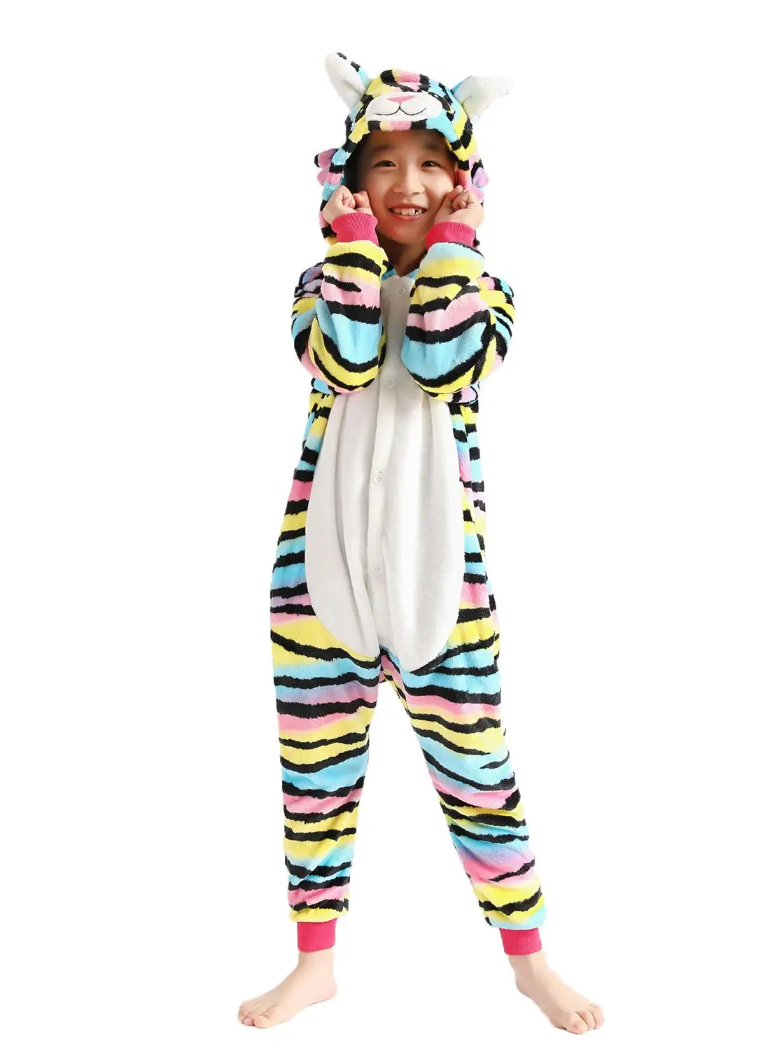 Children Pajamas Kids color cat Pajama Onesie Cartoon Unisex Warm Winter Pijamas Soft Comfortable with back zipper | Тематическая