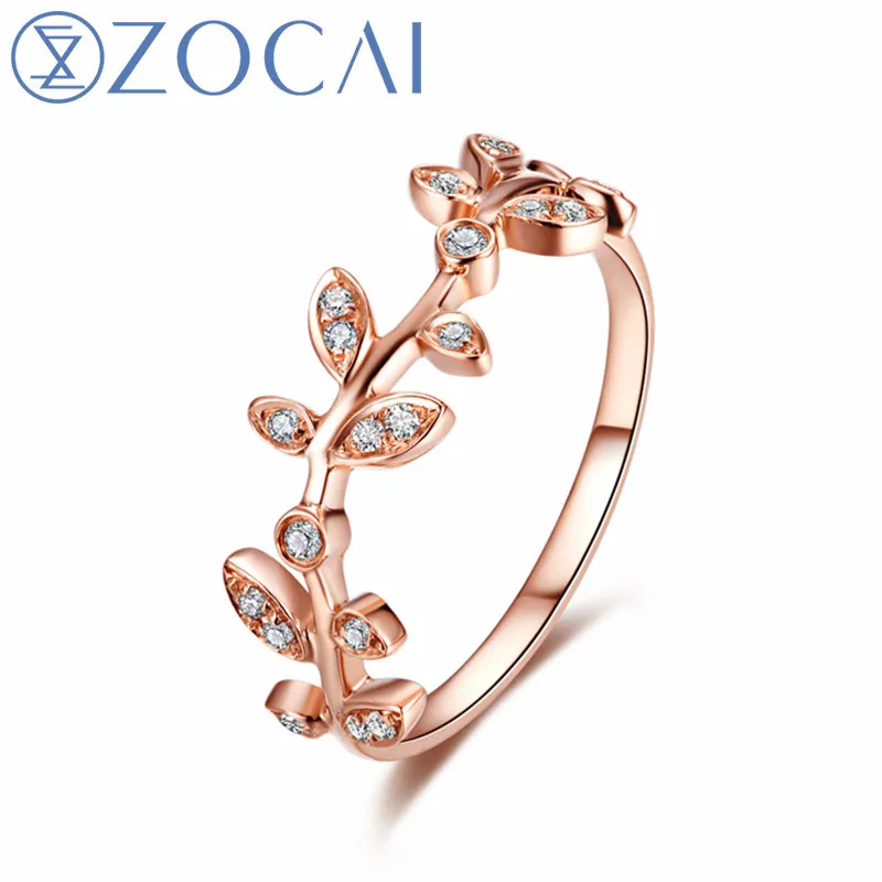 Кольцо бренда ZOCAI в форме оливковой ветки настоящее сертифицированное бриллиант