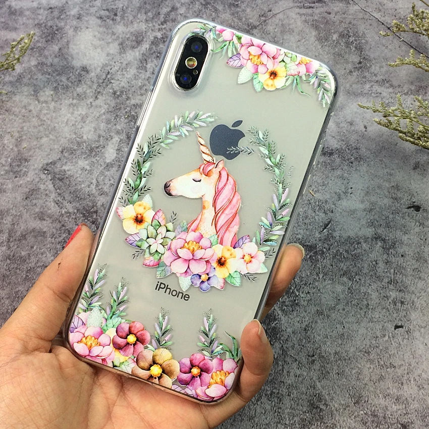 Flamingos Phone Cases For iPhone 7 8 Plus Case X XS Max XR Leaf Soft Cover 6 6S 5 5S SE Capa | Мобильные телефоны и