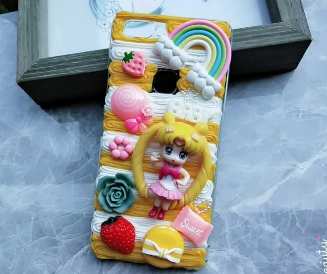 3D чехол ручной работы для samsung S10 plus S9/S8+ кремовый Сейлор Мун чехол для телефона «сделай сам» Galaxy Note 8/9 заказной крем конфетный подарок для девочки
