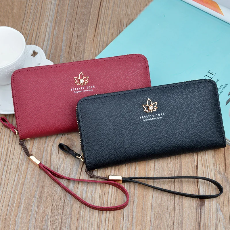 Luxury Women Wallet PU Leather Purse Leaf Design Female Zipper Pouch Large Capacity Clutch Brand Long Wallets Carteira Feminina | Багаж и