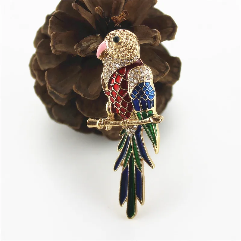 Брошь с эмалью в виде попугая и звезд|brooch retro|brooch displaybrooch unique |