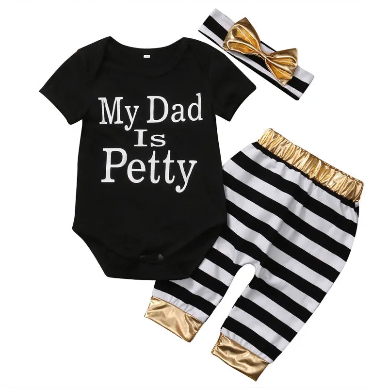 3 предмета Одежда для новорожденных девочек милые топы папы комбинезон штаны в