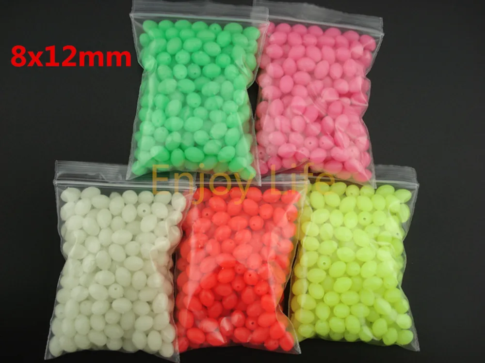 

200Pcs* 8*12mm Fly Fishing Lure Olva Fishing Hard Plastic Beads Sea Fishing Sabiki Snapper Rig DIY Terminal Accessories