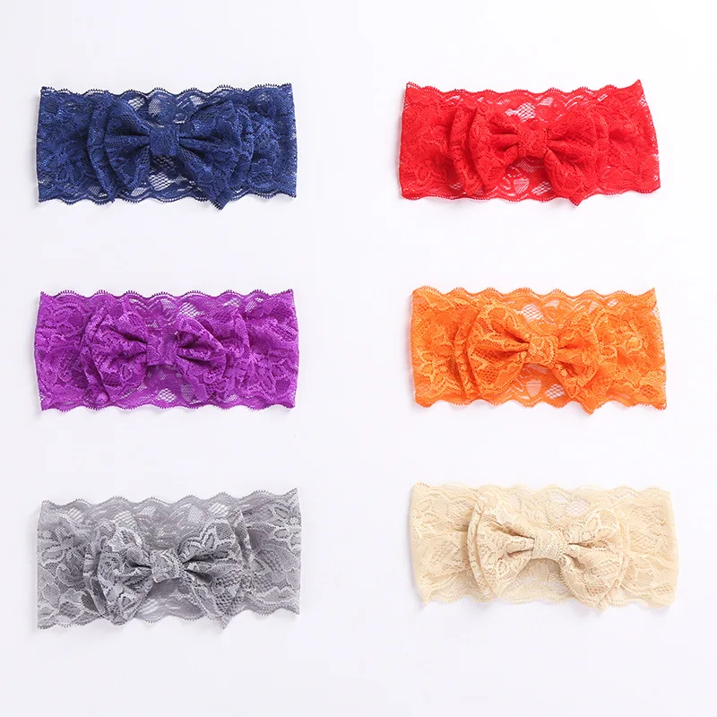 Baby Bowknot Headband Knitted Lace Children Girls elastic hair bands Turban for girl Headbands Summer bandeau bebe | Мать и ребенок