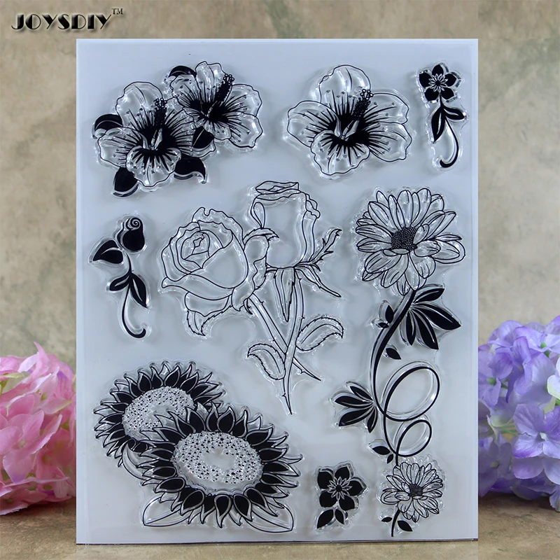 Подсолнечное Роза Различные Цветы Записки DIY фото карт счет штамп ясно