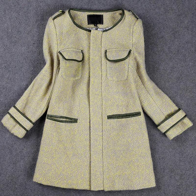 Женское шерстяное пальто Abrigos Mujer Invierno осенне зимнее короткое кашемировое с