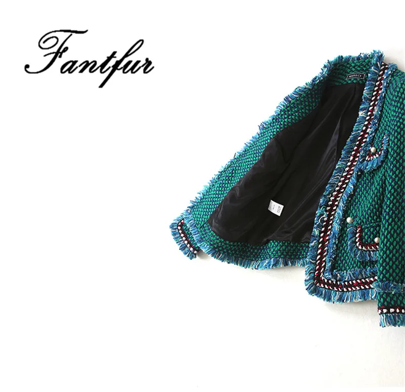 Ручной работы 2018 взлетно посадочной полосы Роскошные Модные Зеленые твидовый