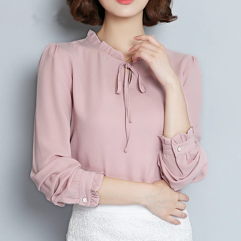 Новинка 2018 весенне-осенние Рубашки для женщин Blusa шифоновая блузка с длинным
