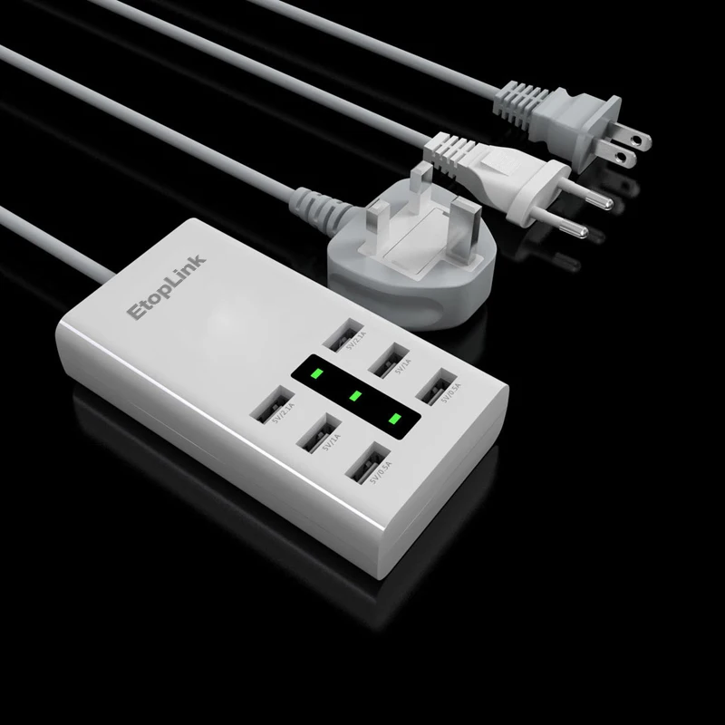 EtopLink 6 портов USB мобильный телефон зарядное устройство разъем универсальный