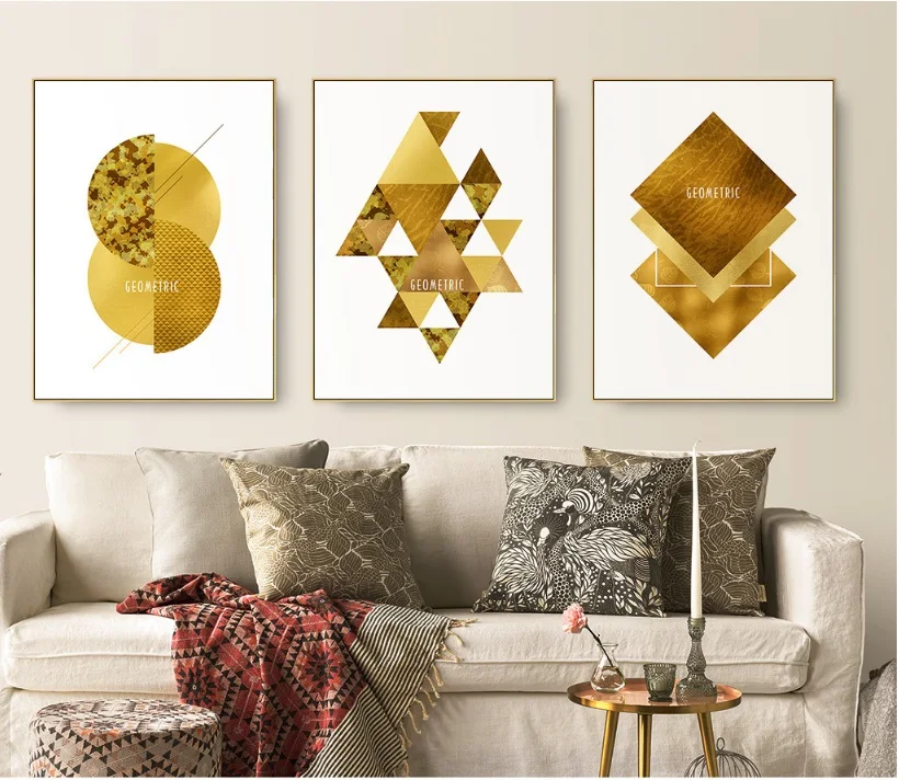 Скандинавский геометрический золотой абстрактный художественный принт lankearing