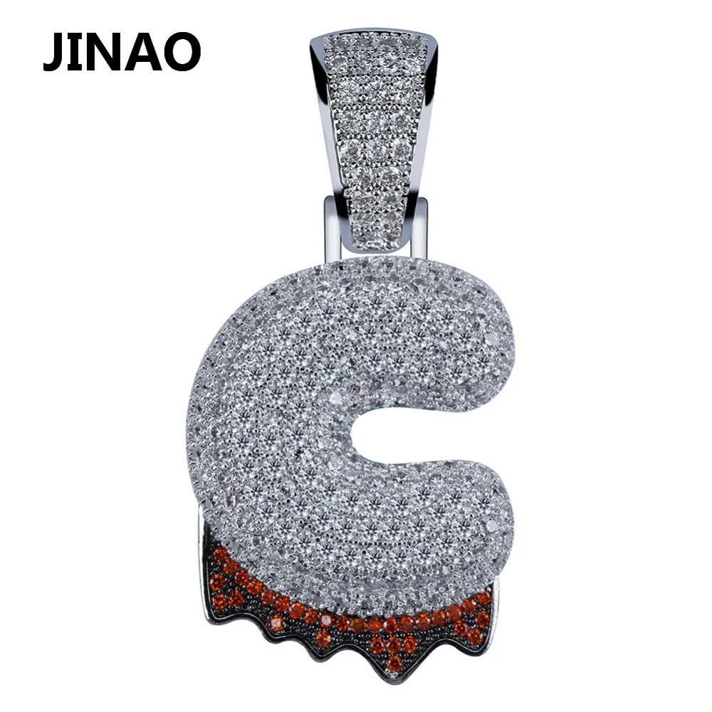JINAO Iced Out, кулон с буквенным именем и дополнительная цепочка, дизайн, A-Z, кубический циркон, кулон в стиле хип-хоп, Пузырьковые украшения из букв