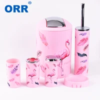 flamingo accessroies bthroom set free shipping soap dish washing tumbler toilet brush dustbin toothbrush cup soap dispenser orr