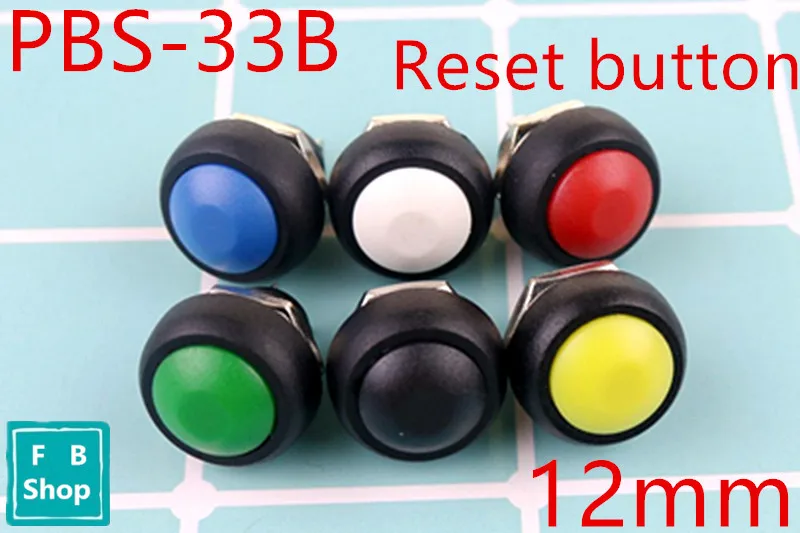 

6Pcs PBS-33b 2Pin Mini Switch 12mm 12V 1A Waterproof momentary Push button Switch since the reset Non-locking