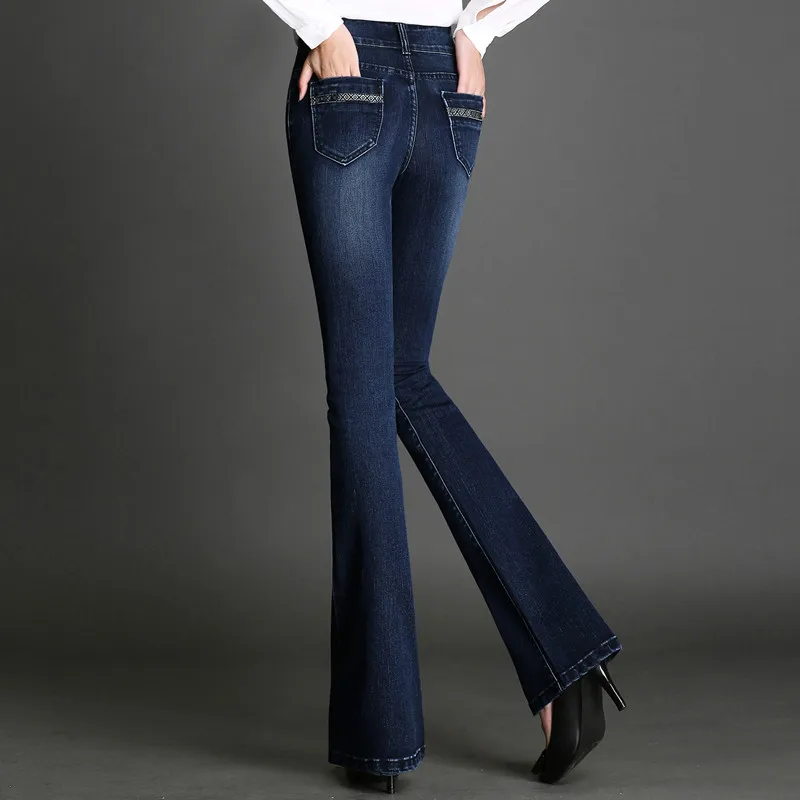 OL Women Jeans Autumn Empire Pants Micro-la Female Elastic Large Size Slim Double Button | Женская одежда
