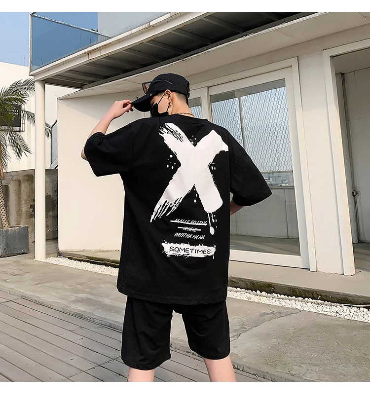 Bumpybeast, мужская спортивная одежда, спортивные костюмы для мужчин,, летние комплекты с круглым вырезом, хип-хоп топы, футболки+ шорты, мужской свободный комплект, 5XL