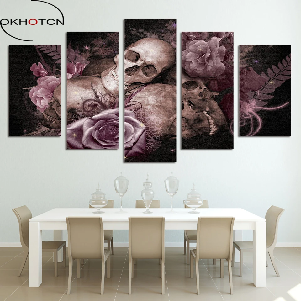 OKHOTCN 5 шт. маска черепа готические розы Скелет король фотография искусство HD
