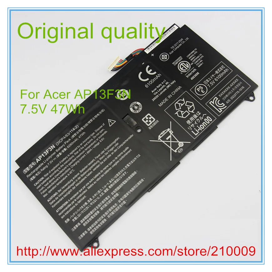 Оригинальная батарея 47Wh для AP13F3N Aspire S7 392 9890 аккумулятор 7 5 V 2ICP4/63/114 2 Бесплатная