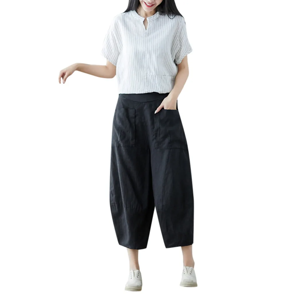 SAGACE 2019 Women New Fashion Solid Pattern Cotton Long Length Pants High Waist Casual Style Trousers Dropship 95245 | Женская одежда