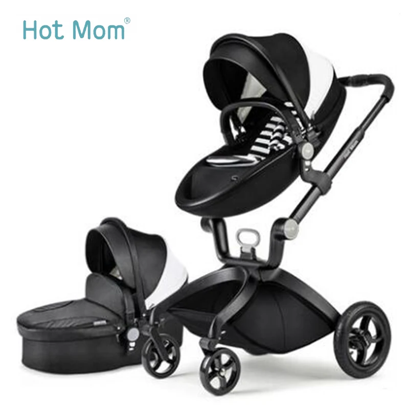 Hotmom кожаная корзина для сна черная коляска с высоким ландшафтом может сидеть или