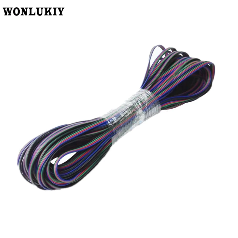WONLUKIY 100 м/лот 4 контактный/5 контактный RGB/кабель RGBW провод для 5050 2801 светодиодной RGB
