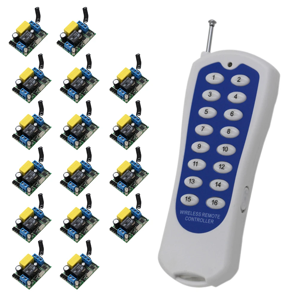 

AC 220V 433Mhz Wireless Remote Control Switch Remote Switch System 1CH Relay Module Receiver With 16CH Transmittter Smart Home