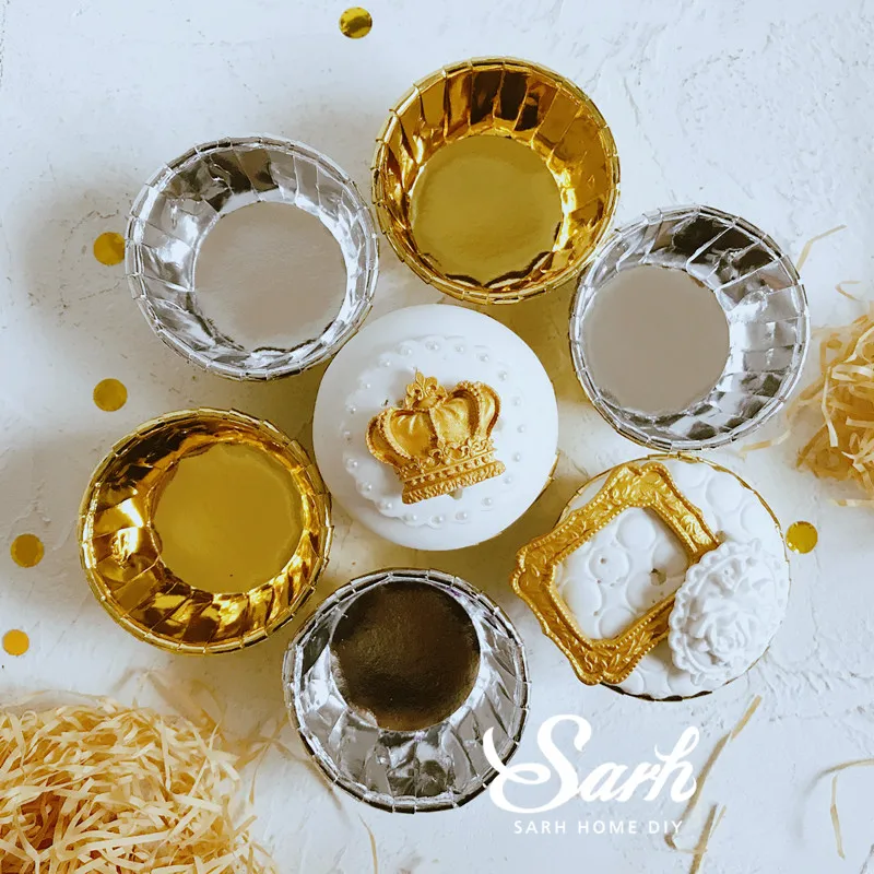 20 шт./упак. цвета: золотистый серебристый средней форма для кекса Двусторонняя