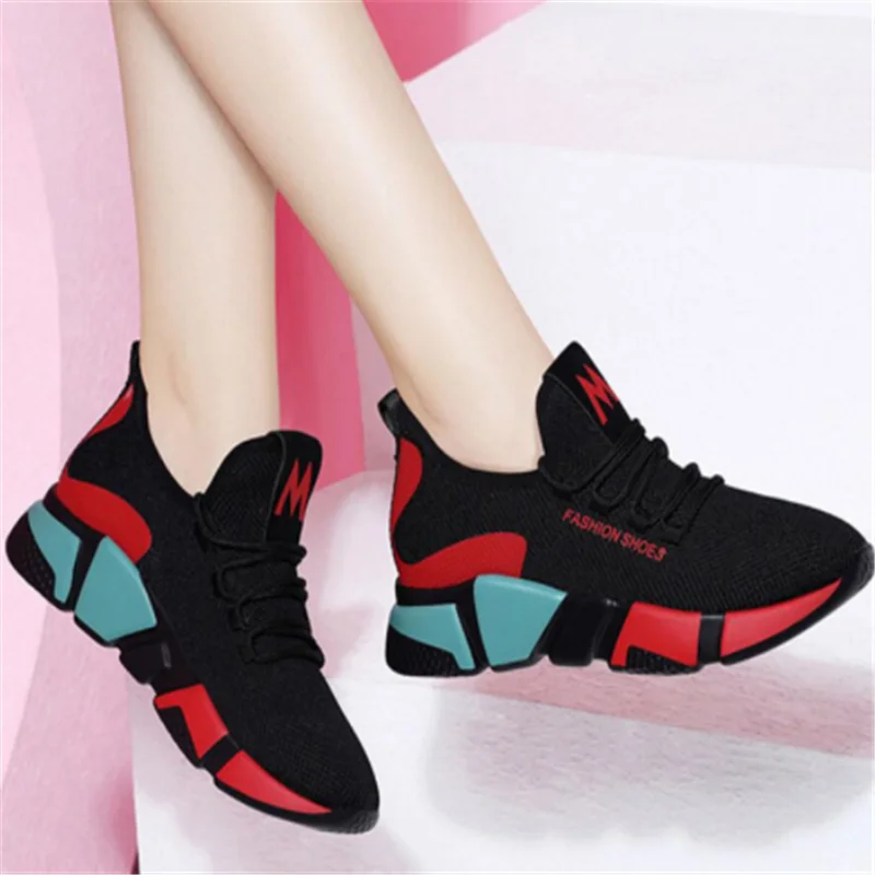 Кроссовки женские сетчатые на шнуровке Вулканизированная подошва дышащие