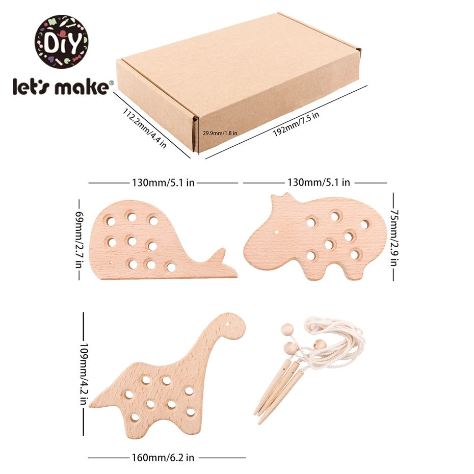 Деревянный Прорезыватель для зубов Let's Make игрушки с животными - Цена: 292,03 - 311,06 руб.