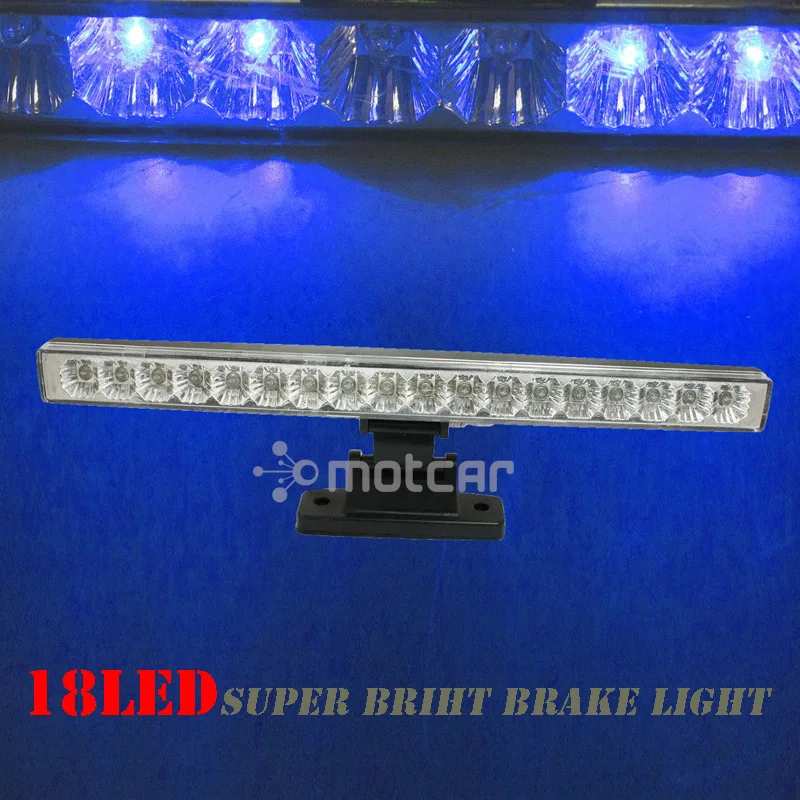 

Universal Fit Auto Warning Lamp 33cm Car Brake Tail Light Super Bright 18LED DC 12V Third 3RD High Mount Stop Brake Lamp Blue