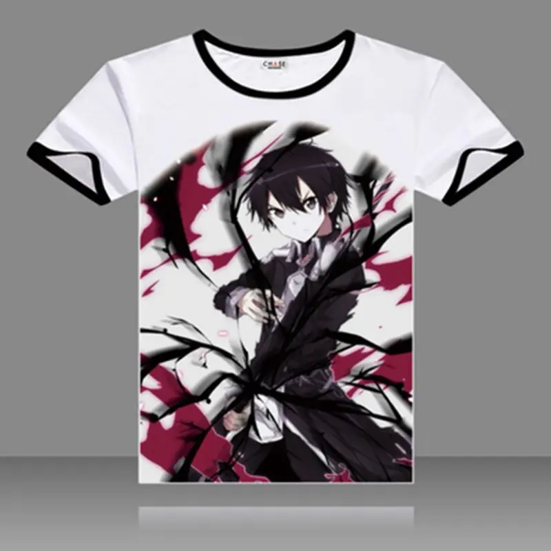 Мужская футболка с коротким рукавом и круглым вырезом принтом|sword art online cosplay|cosplay