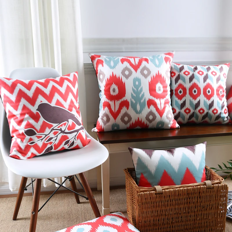 Оптовая продажа мягкое бархатное покрытие для подушки винтажная Ikat арбузная