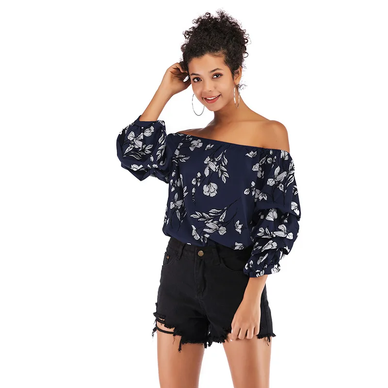 Женская одежда новинка 2019 стильная Свободная шифоновая рубашка с принтом на