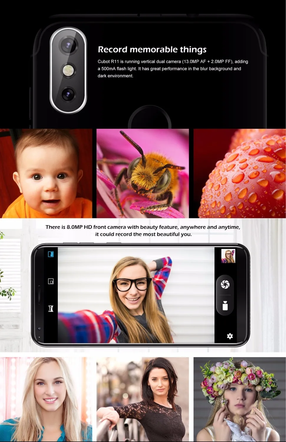 CUBOT R11 Смартфон Android OS 8 1 5 &quot1440x720 HD + Экран MTK6580 4 ядра 2 ГБ 16 Встроенная память 3g 13.0MP