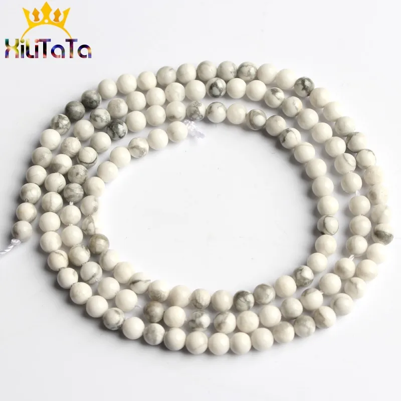 Howlite 2-3 мм натуральный камень Агаты лабрадоритовый кварц Амазонит хрустальные бусины Круглые свободные бусины для самостоятельного изготовления ювелирных изделий Браслеты - Цвет: Howlite