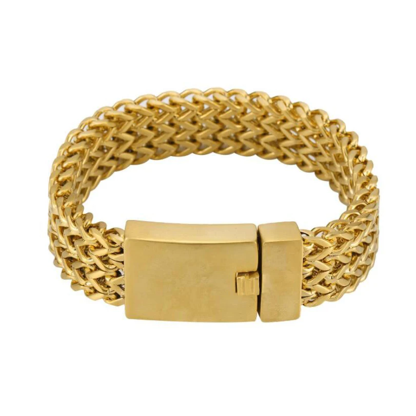 

Weaving Chain Bracelet for Men Stainless Steel Silver/Gold Color Hip Hop Bracelet Braid Link Chain Bracelet Punk Male Jewelry