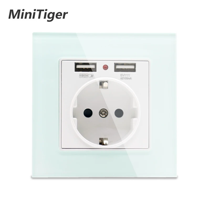 Розетка настенная Minitiger 2 USB порта 1 А 16 А|Электрические розетки| |