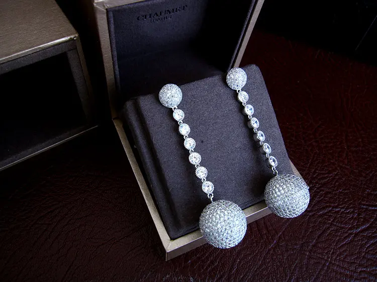 Роскошные дискотечные серьги в форме микро паве с фианитами класса ААА длинные