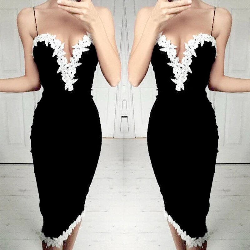 INDRESSME Free Shipping 2017 New Deep V Sheath Floral Club Lace Bandage Dress Autumn Casual | Женская одежда