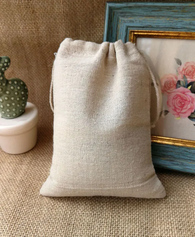 

Printed Linen Drawstring Bag 15x20cm(6"x8") 17x23cm pack of 50 Jewelry Set Storage Sack Jute Packing Pouch