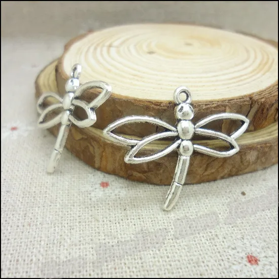 17 шт. винтажные серебряные подвески в виде стрекозы из цинкового сплава для