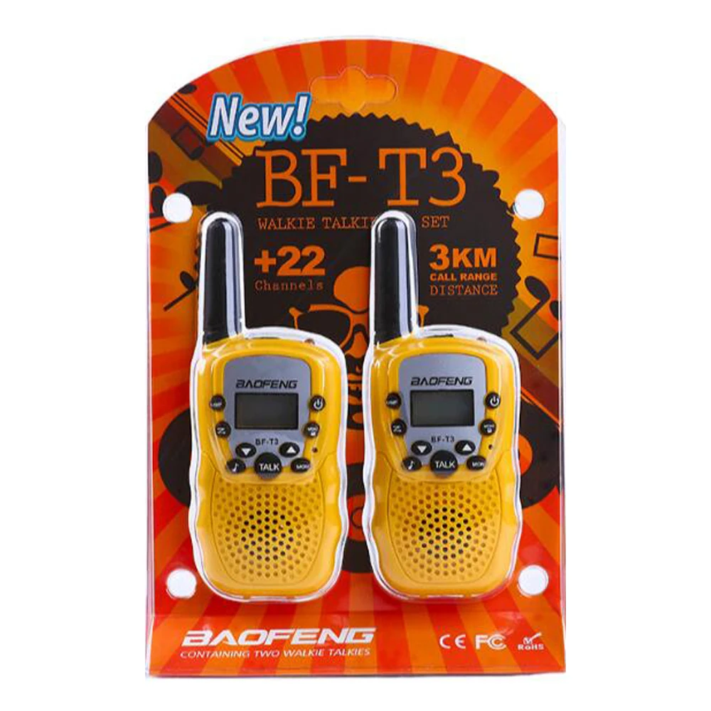 2pcsset baofeng bf t3 uhf 462 467mhz 22channel portable two way 10 call tones radio transceiver for kids radio walkie talkie free global shipping