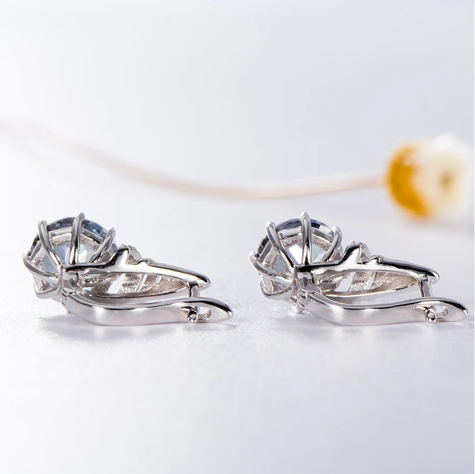 Kuolit 4.7ct натуральный Blueish Мистический Кварц, клипсы для женщин, 925 пробы, серебро, драгоценный камень, хорошее ювелирное изделие, подарок на помолвку