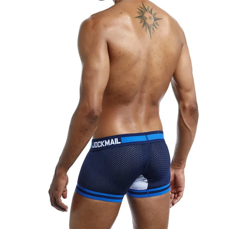 JOCKMAIL, фирменные боксеры, мужское нижнее белье, сексуальные сетчатые u-образные подштанники, Cueca, хлопковые трусы, трусы-боксеры, мужские трусики для геев