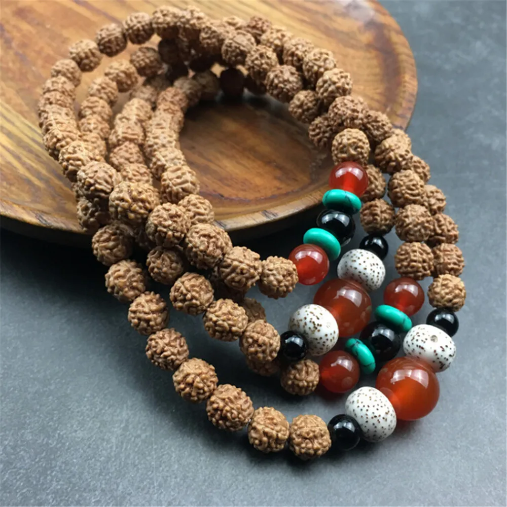 Браслет Rudraksha с 5 натуральными лепестками браслет из 108 бусин мода для мужчин и